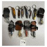 Lot (12) Damascus Mini Pocket knife Keychains and