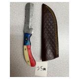 Damascus Fixed Blade Knife w/Leather Sheath