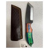 Damascus Fixed Blade Knife w/Leather Sheath
