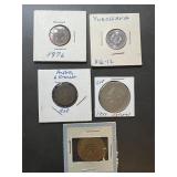 Lot (5) Rare Foreign Coins -Yugoslavia, Ireland, C