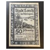 1921 Lorch Notgeld 50 Pfennig Emergency Money Ger