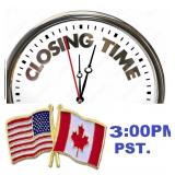 USA /CANADA - AUCTION CLOSING TIME (8/1 - 3:00PM