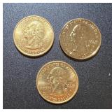 Lot(3) Gold plated State quarters