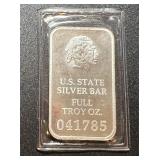 1 Troy OZ Silver bar US State Oregon