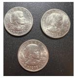 Lot (3) 1979 Susan B Anthony Dollar coins