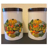 Vintage JL Clark Sugar and Flour Tin Canister Set