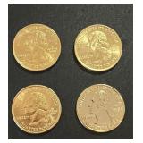 Lot(4) Gold plated state quarters