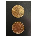 Lot(2) Gold plated State Quarters