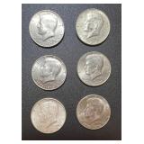 Lot, (6) Kennedy Half Dollars