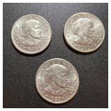 Lot(3) Susan B Anthony Dollar Coins