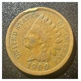 Rare 1900 Indian Head Cent AC Average Circ