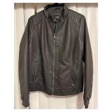 Dark Gray or Black Faux Leather Jacket - Like New