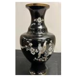 Mid-Century Black Enamel Over Brass Baluster Vase