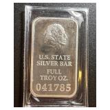 US State Silver Bar Full Troy OZ (Oregon)