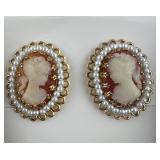 Pair of Vintage Cameo Clip-on Earrings