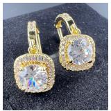Womens 14Carat Gold Paved Hoop Earrings w/certific