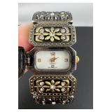 Ladies Antique Quartz Brass Cuff Bracelet Watch