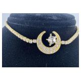 Cresent Moon Gold Toned Butterfly Drawstring Brace