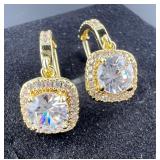 Womens 14Carat Gold Paved Hoop Earrings w/certific