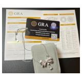 18K Diamond Ribbon Bow Necklace w/ Certificate