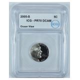 2005-S Jefferson NIckel Ocean View PR70 DCAM ICG