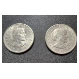 Lot, (2) 1979 Susan B Anthony Silver Dollar Coins