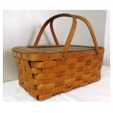 Vintage Woven Bent Wood Picnic Basket &  Riser