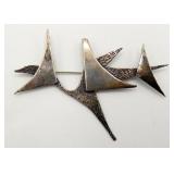 Mid Century Sterling Silver Modernist Brooch 25.9g