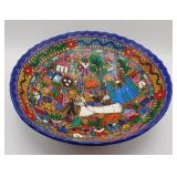 Large Footed Mexican Wedding Folkart Pottery Bowl