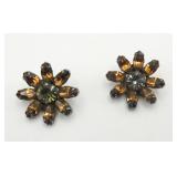 Weiss Rhinestone Flower Earrings