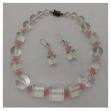 Lucite Necklace & 14k Gold Earrings Set