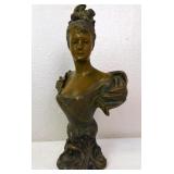 Antique Art Nouveau Victorian Lady Bust Sculpture