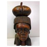 Carved Wood African Bust 16'