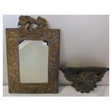 vtg Plaster Mermaid Sirens Mirror & Cherub Shelf