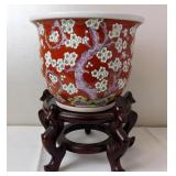 Chinese Famille Flower Pot Jardiniere & Stand