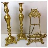 Brass Lovebirds Easel & Candel Holders Japan