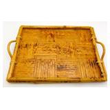 Mid Century Tortoise Shell Burnt Bamboo tray