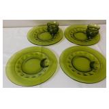 Indian Glass Thumbprint Avocado Green Snack Set