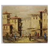 Signed Impressionism Mediterranean Street Scene