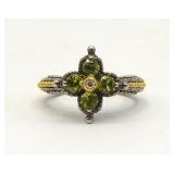 Barbara Bixby 925 & 18k Gold Peridot Diamond Ring