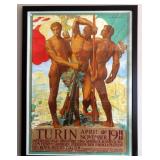 Large Turin Adolfo de Karolis 1911 Expo Serigraph