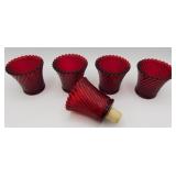 5 Cadmium UV Glow Red Swirl Candle Votives