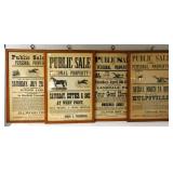4 Ellwood Hoot Pa. Farm Auction Broadside Posters