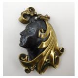 1941 Black Starr & Gorham Glamour Head Brooch 3'