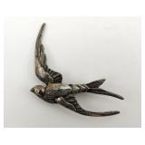 Vintage Sterling Silver Swallow Brooch