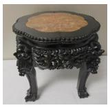 Antique Chinese Carved Rosewood & Marble Low Table