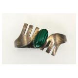 Mexican Sterling Malachite Modernist Bracelet TL63