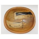 Large Abstract Stoneware Pottery Bowl Signed