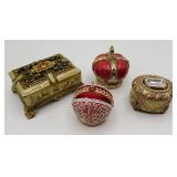 4 Jeweled & Enameled Jewelry Trinket Boxes