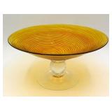 Murano Venetian Art Glass Signed Pedestal Bowl
